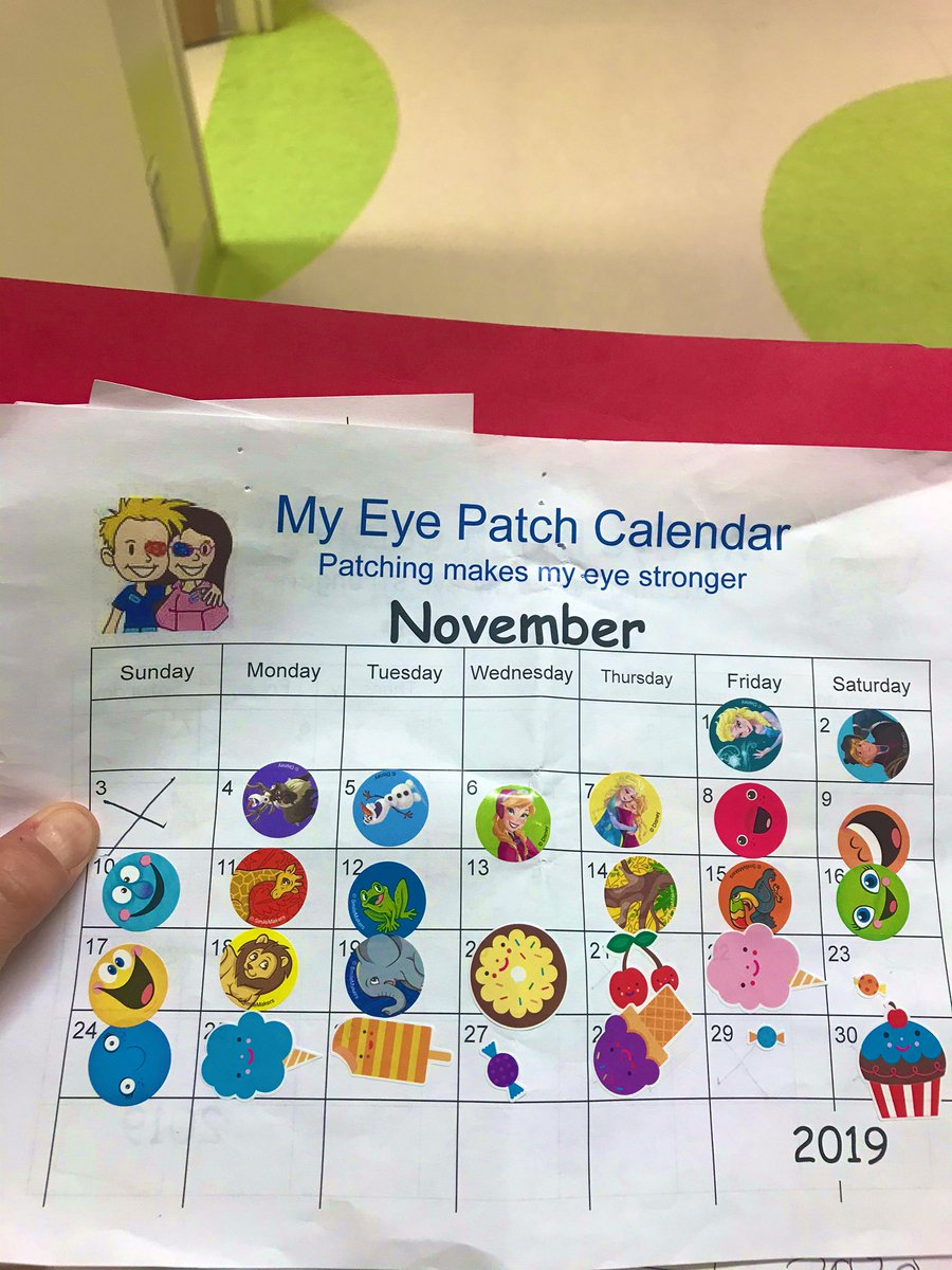TavaresFil's tweet image. Patient brought in her Patch Calender today to show 3V2 staff @mch_childrens her hard work of patching everyday to improve her vision #PatchClub for #amblyopia #BetterVision #EarlyIntervention