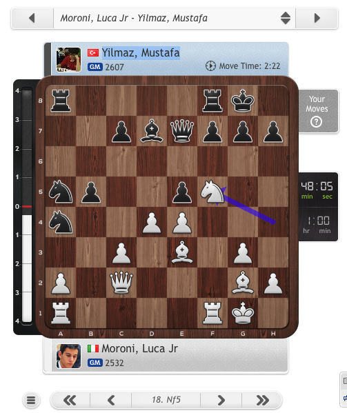 OffScacchi's tweet photo. Luca Moroni vs. Yilmaz Mustafa
LIVE NOW > https://t.co/aXjKNFeTwO
#chess24 #gibchess https://t.co/pPmFcBA4Th