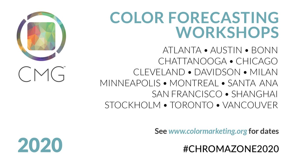 ColorSells's tweet photo. Never been to an @ColorSells #ChromaZone #Color Forecasting Workshop?  Check out our 2020 calendar of events &amp; join us to forecast color directions for 2022 &amp; beyond. #chromazone #colorsells #colortrends #color2020 #chromazone2020  https://t.co/nOaPSx5DqR https://t.co/csjcb07HNj
