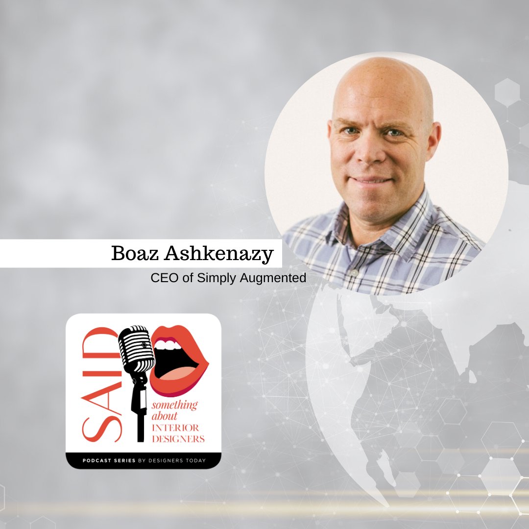 DesignersToday's tweet photo. On our latest #DTSAID podcast episode, we talk with Boaz Ashkenazy, CEO of 3D solutions company @simplyaugmented, about how 3D technology is affecting the interior design industry. Listen in! https://t.co/tJRgR6OdRo

Apple Podcast 🍎 Google Play ▶️ Spotify 🎧

Sponsored by @houzz https://t.co/10YBZBVCIm