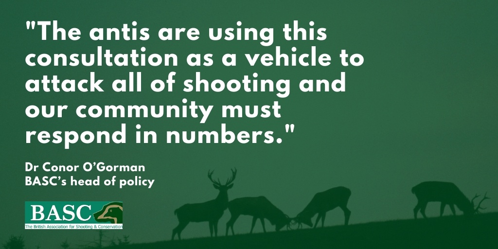 BASCnews's tweet photo. Based on the feedback BASC has received, there has been a very poor response rate from people that shoot to this consultation. This issue is the frontline for shooting and apathy is our enemy. #TrophyHuntingConsultation

Respond today: https://t.co/6JXplltjkh https://t.co/X2nZe2w5rK
