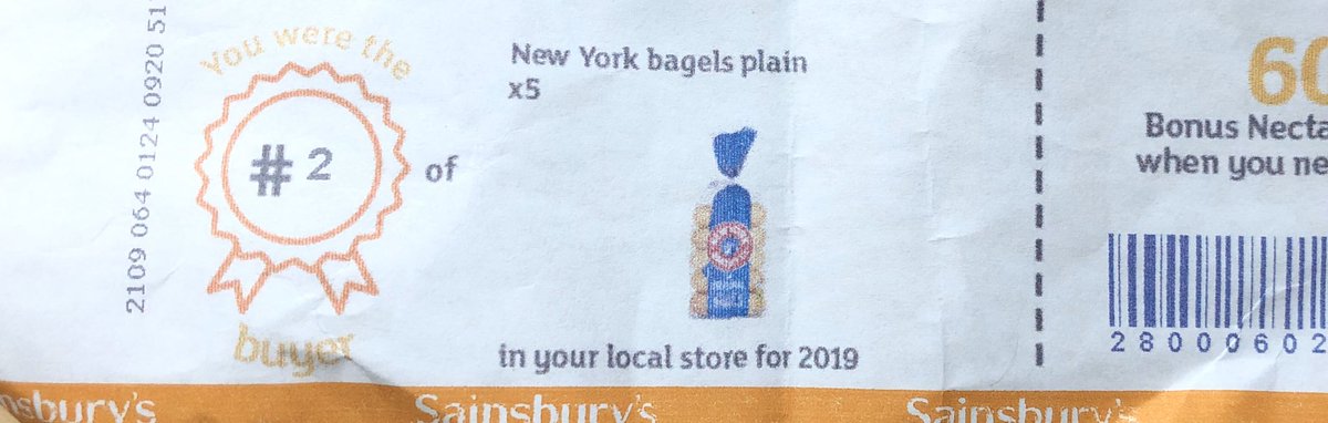mikejennings101's tweet photo. Still in the first month of the year, and I already have a podium place in something: 2nd best buyer of bagels in my Sainsburyโs for 2019. #lifewinner #livingmybestlife #ididntbuyanunreasonableamountofbagels https://t.co/L0eyftXsFe