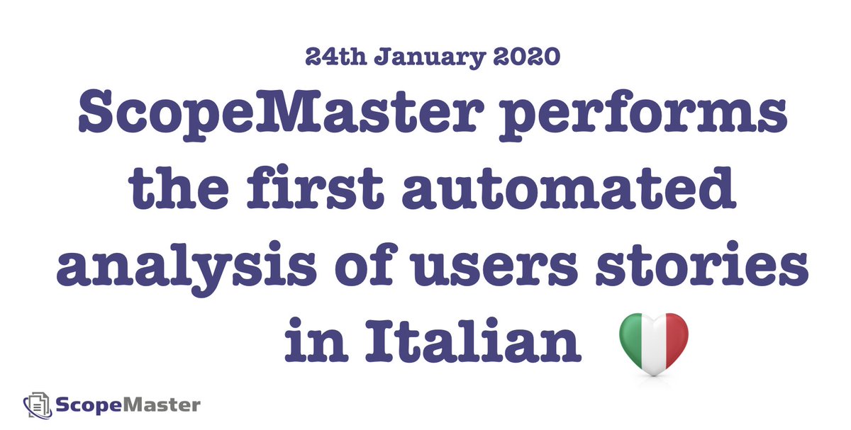 ScopeMaster_'s tweet photo. Instant user story QA, estimation and test generation in English, Portuguese or now Italian, #softwaredevelopment #SoftwareTesting #userstories #cosmicsizing #agilecoach https://t.co/IfEN9xmiFm