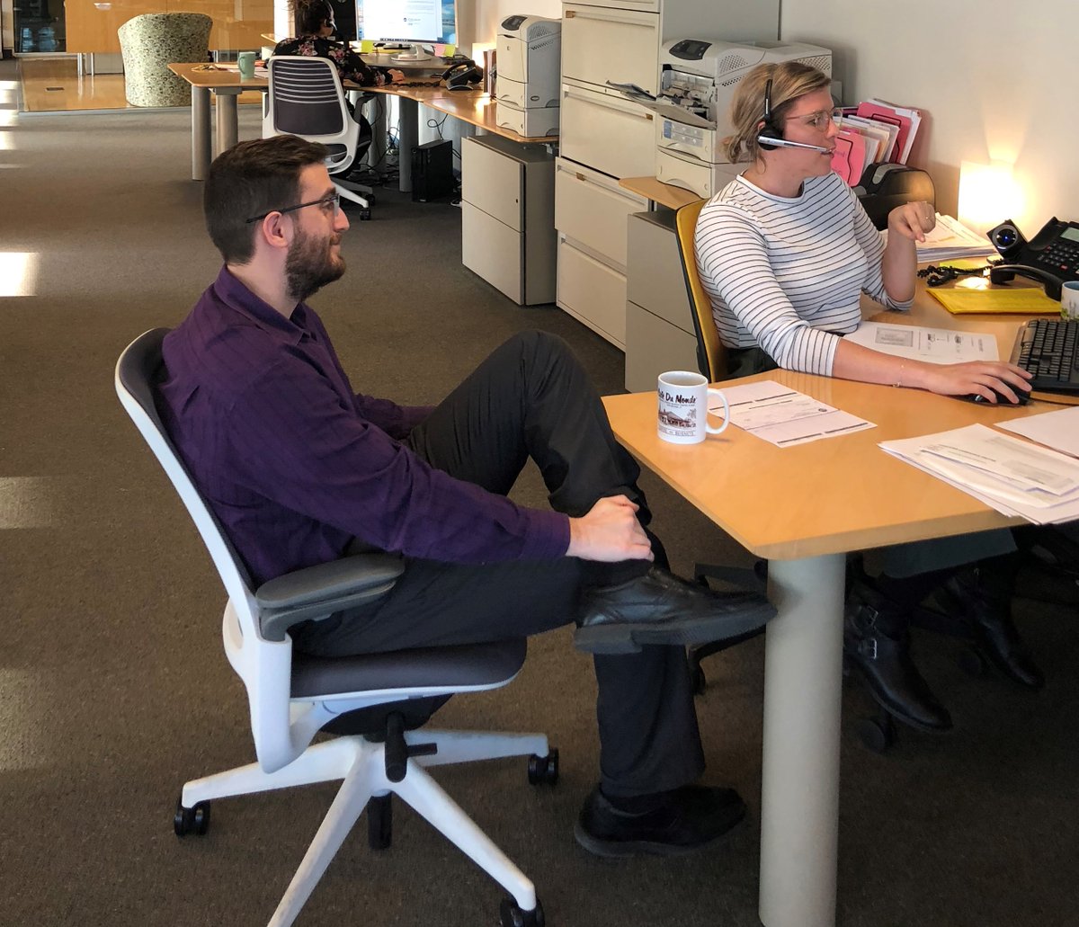 UASInc's tweet photo. Our new Accounts Payable trainer Shaye killin' it as a proud Mike looks on. Great job Shaye! #TeamUAS https://t.co/k6xCacAOq2