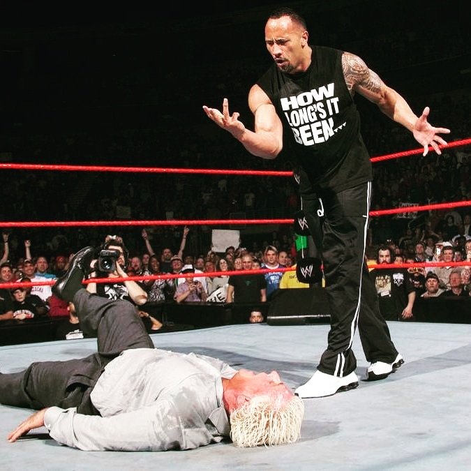 flashbackwes's tweet photo. The Rock Stylin' N Profilin' before hitting "Nature Boy" Ric Flair with The People's Elbow! Electrifying!🤨

#therock #thegreatone #peopleselbow #themostelectrifyingmaninsportsentertainment #thebrahmabull #dwaynetherockjohnson #ricflair #natureboy #mondaynightraw #styleandprofile https://t.co/i7OdpDlwfj