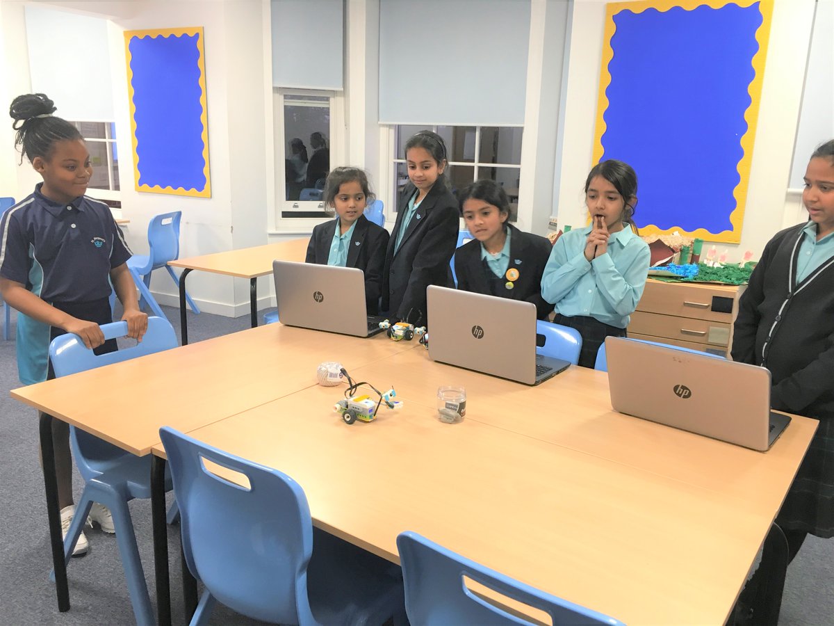 StMargsBushey's tweet photo. In our 'Roaming Robots' club we are coding robots with motion sensors to move and stop at objects in our obstacle course. We all managed to get to the first stop but we need to debug some of our code to make it work better! 👏😀👍 #stmargaretsbushey #roamingrobots https://t.co/p13aF7qRtk