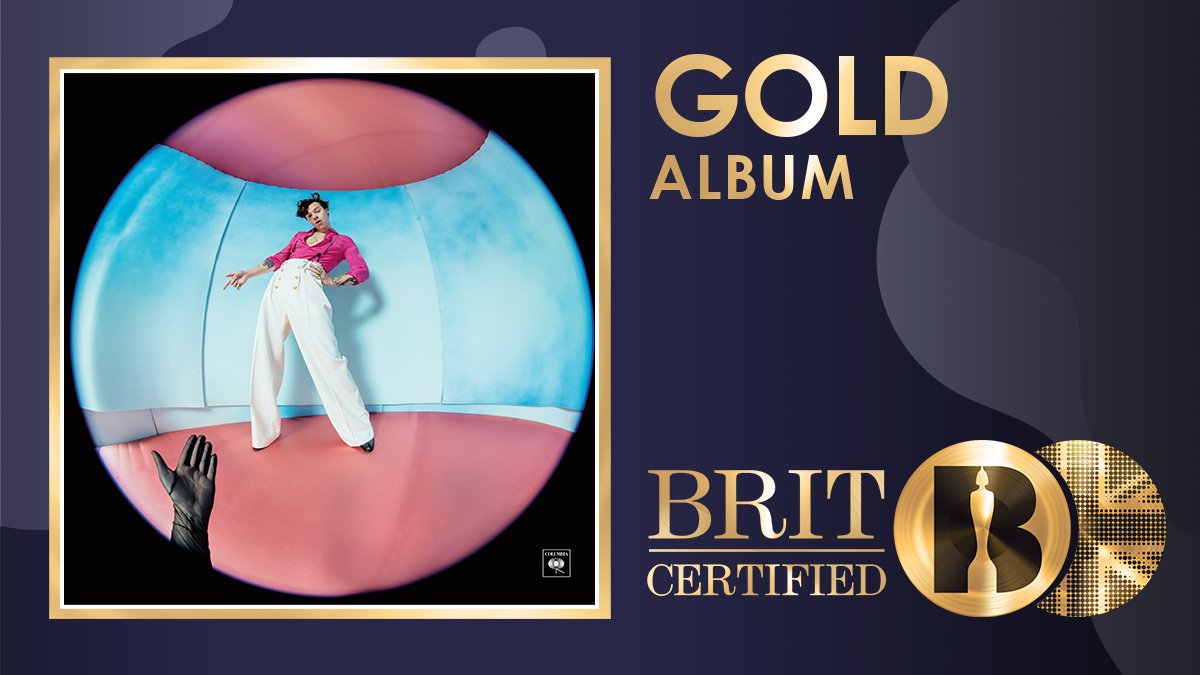 BRITs's tweet photo. 🍉 @Harry_Styles' 'Fine Line', which is nominated for @Mastercard Album of the Year, is climbing through our ranks and is #BRITcertified Gold this week 📀 https://t.co/JJjHeFuhHI