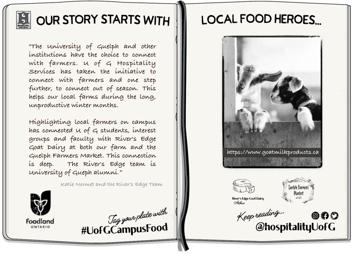 Thanks to our local farmer friends <a href="/UofGAlumni/">University of Guelph Alumni</a> Katie and Will, the Get Your Goat burger (featuring <a href="/RiversEdgeGoats/">River'sEdgeGoatDairy</a> brie) at the #100MileGrille in @creelman_hall is a favourite with our @Guelph_Gryphons!  #UofGCampusFood #UofGChefs #UofG #loveONTFood #WinterliciousOntario ❤️