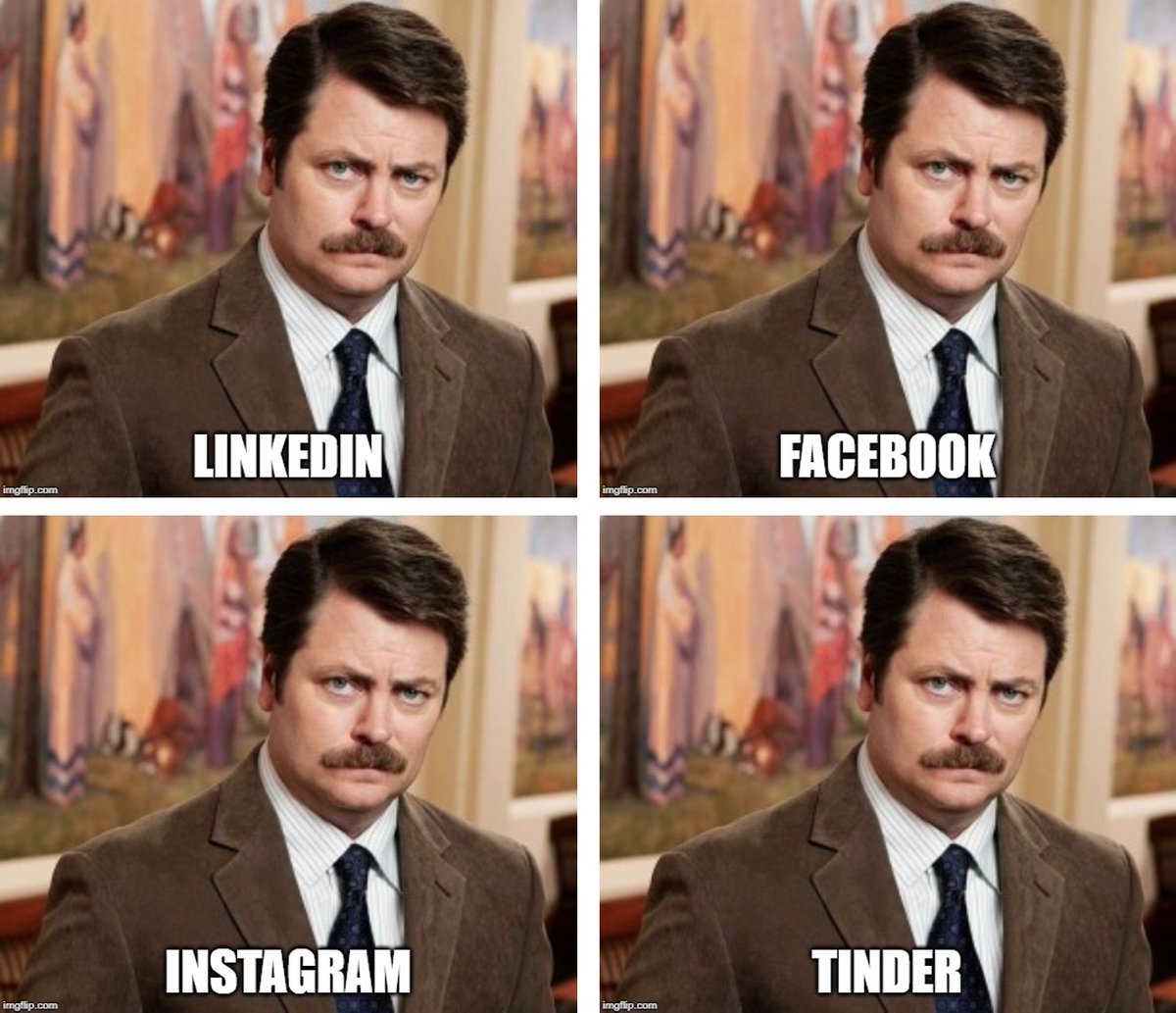 Dr John Tregoning The Linkedin Facebook Instagram Tinder Meme That We Have All Been Waiting For Or At Least I Had Been Waiting For So I Made It Myself Nick Offerman