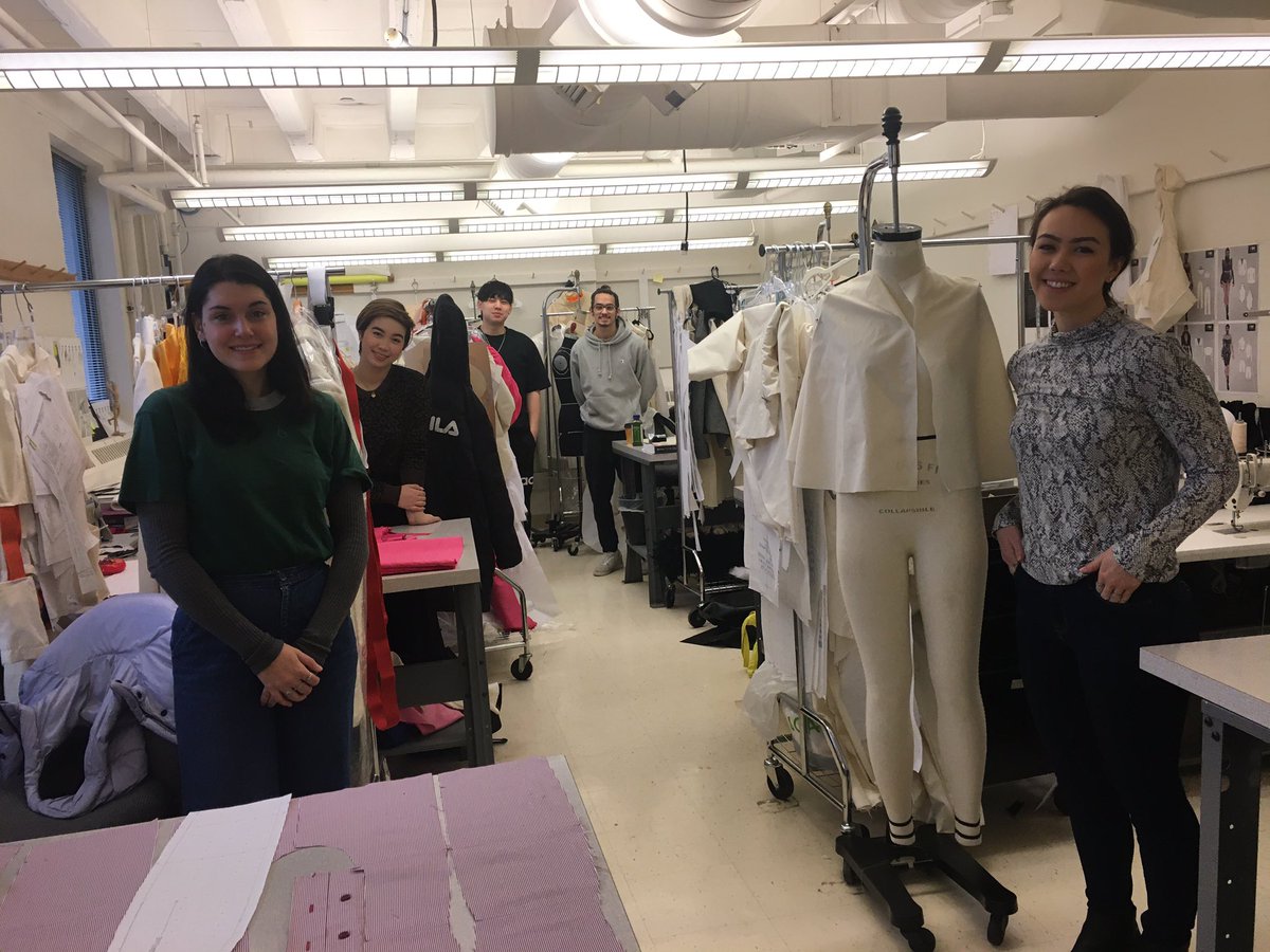 SierraPR's tweet photo. Some #fashionista/os taking a break from their creative work in @SamFoxSchool Fashion Design program. Great inspiration here and after meeting w/Assoc. Prof. Mary Ruppert-Stroescu. Learned that @WUSTL has held a fashion show for 91 years!! @STLMosaic #wustlFashion https://t.co/gy512EyJSy