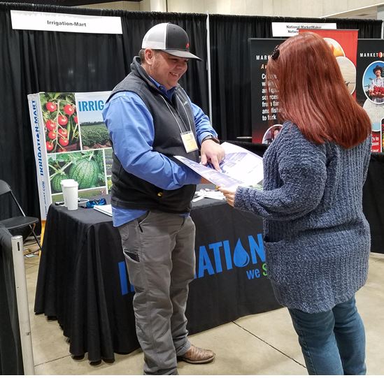 IrrigationMart's tweet photo. If you're at the @southernSAWG Conference today or tomorrow, stop by booth #29 and say hi to Chris! He is happy to assist you with all of your agriculture related needs. 💧💧💧#SSAWG2020 #SSAWG #irrigation #SAVVY #happyhelper https://t.co/D7op4wjSsc