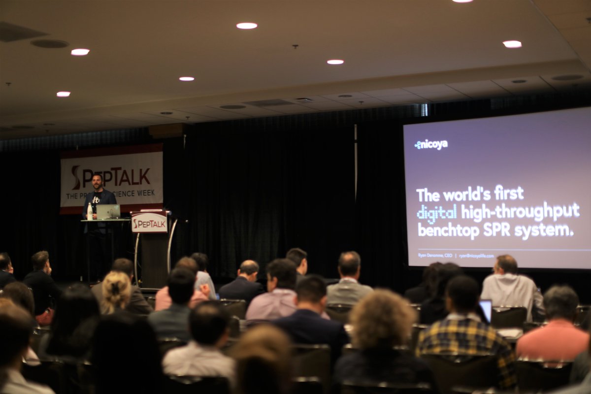Nicoya (@nicoya_life) on Twitter photo Yesterday, our CEO <a href="/ryandenomme/">Ryan Denomme</a> spoke to a full house at PepTalk discussing how we integrated digital microfluidics (DMF), artificial intelligence (AI), and nanotechnology to create Alto, the world's first digital benchtop SPR system! Learn more: bit.ly/2vfQDFD #PTK2020 Yesterday, our CEO <a href="/ryandenomme/">Ryan Denomme</a> spoke to a full house at PepTalk discussing how we integrated digital microfluidics (DMF), artificial intelligence (AI), and nanotechnology to create Alto, the world's first digital benchtop SPR system! Learn more: bit.ly/2vfQDFD #PTK2020