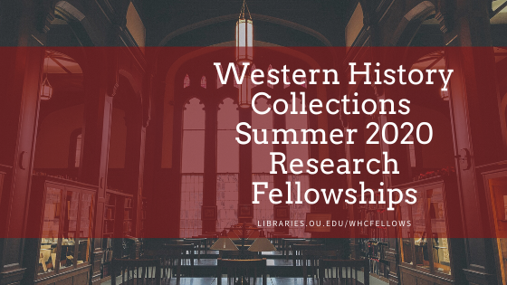 We are now accepting applications for our Summer 2020 research fellowships! The Masterson, Jack Haley, and Dale Society Fellowships support research residencies in the #OUWHC. We invite visiting scholars and OU grad students to apply!
Learn more &amp; apply 👉libraries.ou.edu/whcfellows.
