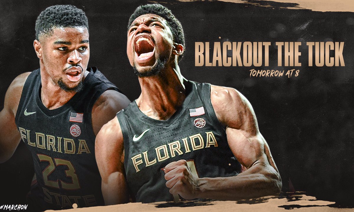 FSUHoops's tweet photo. Wear your ⚫️ and get behind the team.  Arrive early....Be Loud. 
#BlackOut #HAMsterdam #MarchOn https://t.co/18syXDfcpI