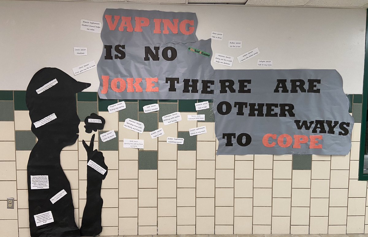 _MHSSTUCO's tweet image. Vaping is NO joke! There are other ways to cope. @MontwoodHS @AnaPlayer_MHS @TASC_StuCo @District9StuCo #ItsNotAGame #LevelUpYourLeadership