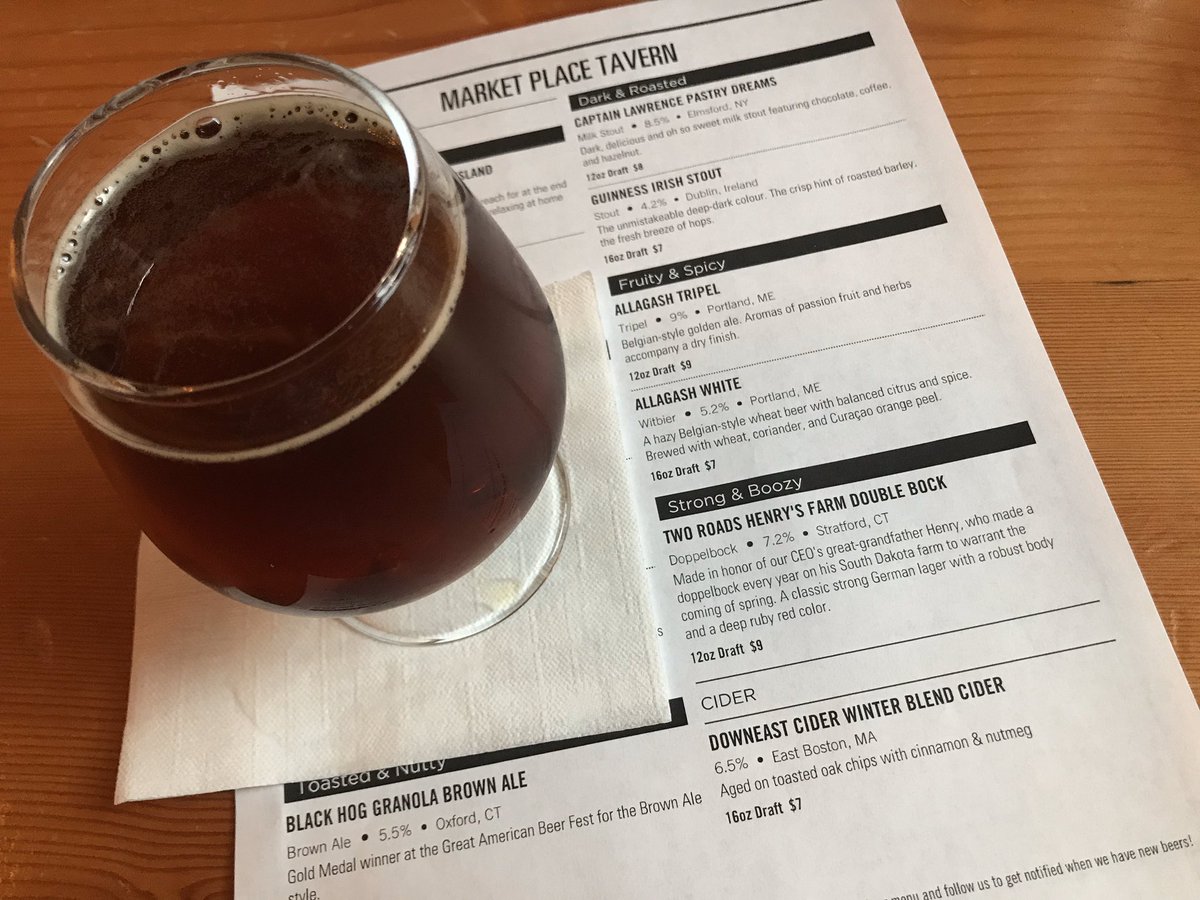 Henry’s Farm Dopplebock on tap as well as Two Juicy! <a href="/2RoadsBrewing/">Two Roads Brewing</a>
