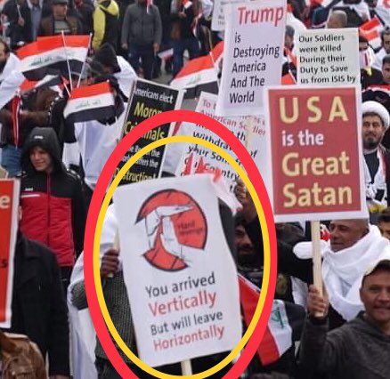FarhangNamdar's tweet photo. “Your Arrived Vertically but you will Leave Horizontally”
“Trump is destroying America and the World”
Banners from Iraq’s million strong ANTI-AMERICAN protests to support Parliament’s decision of expelling US troop from Iraq.
#Trump #UsaGoOutFromIraq #Iraq #Iran #IranvsUSA https://t.co/wtowv6npFI