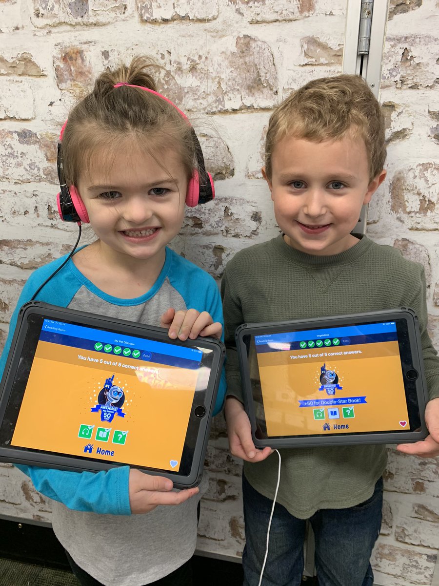 TeamShivelyK's tweet photo. A variety of books on each student’s personalized level plus comprehension questions... Raz-Kids gets an A+ in our book! #superreaders #TweetThatTechPVE https://t.co/6aqaxISOt4