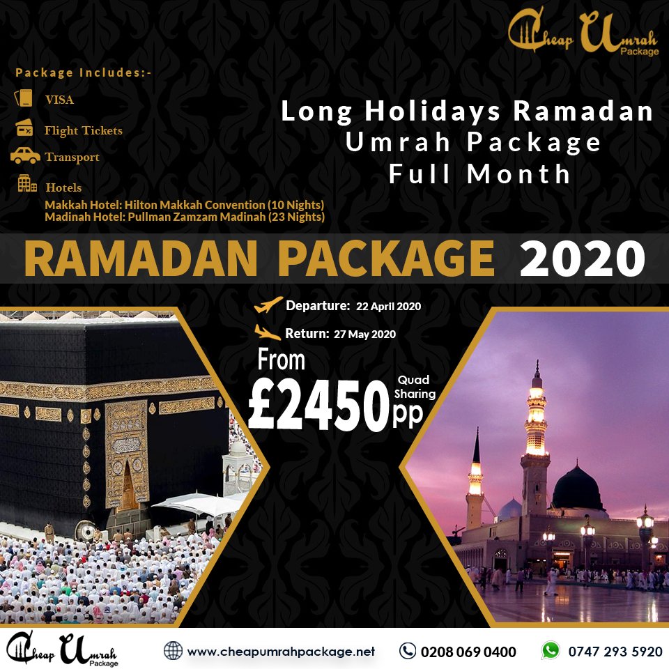 cheapumrahpack's tweet photo. Long Holidays Ramadan Umrah Package Full Month:
This gives us the edge of nearby portrayal in the realm of Saudi Arabia making it the excellent supplier of Umrah package 2020. 
4 People Sharing
Makkah Hotel
Hilton Makkah Convention (10)
Madinah Hotel
Pullman Zamzam Madinah (23) https://t.co/SJGakqyASr