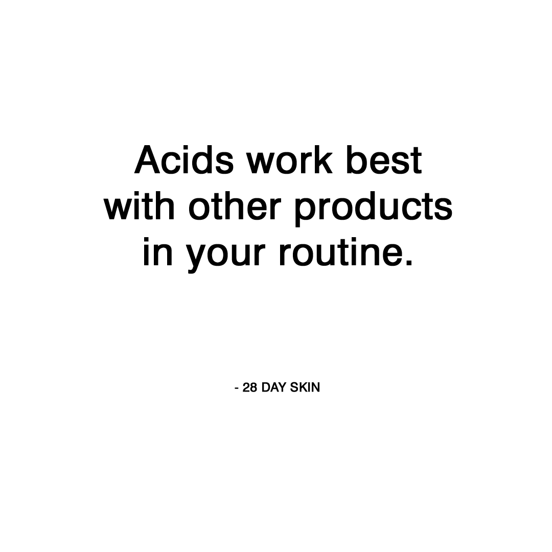 Acids: great for prepping skin for better absorption of other products in your routine👍 if you’re using vitamin C serum, use an exfoliating acid to help your serums work harder✅ | say #notobenzoyl ❌#noisotretino🚫