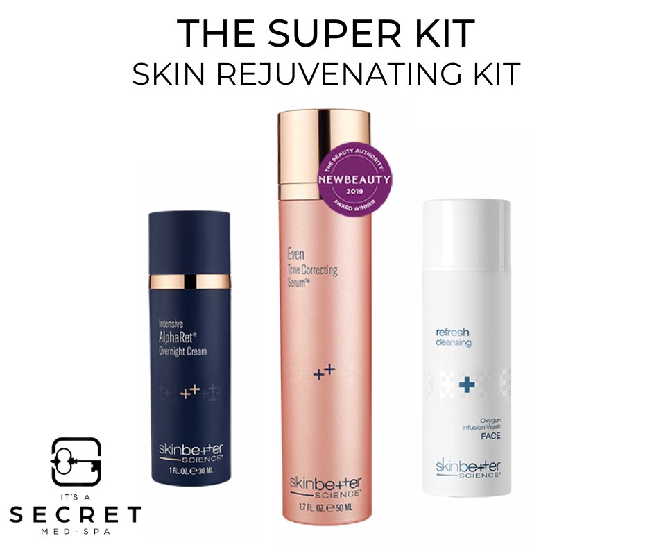 itssecretmedspa's tweet photo. The @SkinBetter Skin Rejuvenation Kit is a perfect starter kit for almost every #skintype. It has the three basics a facial cleanser, retinoid and serum for discoloration. Message us to find out about our special 2020 pricing! #WinterSkinCare #SkinCare #SecretSkin https://t.co/iH5LHgsewW