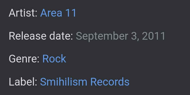 BLACKLINE — AREA 11Discovered this band from watching the Yogscast back in 2012ish. They are really good and I especially like their early stuff that's rock music inspired and often about anime.