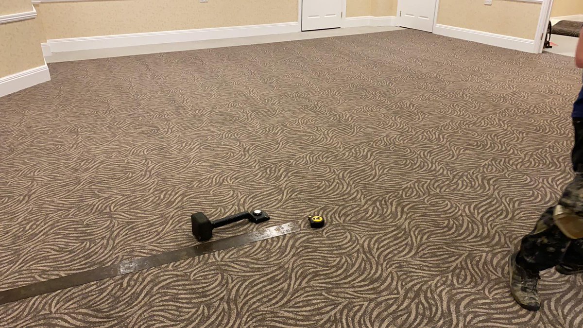 floorspuma's tweet photo. The boys worked really hard today to get 160m2 of @danfloor carpet down on the deck stuck in @FBallUK F3 adhesive, played tricks on the eyes but the pattern match was sorted in the end.well done boys
#pumafloors #F3 #danfloor #hardwork https://t.co/bVkobJhN2H