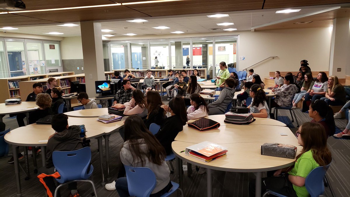 hms_hawks's tweet photo. Mayor Filippo and Chief Howell holding a Town Hall Meeting with our 6th grade SS students. #EMSproud #connectingtocommunity #BetterTogether https://t.co/cuhhqU7OZF