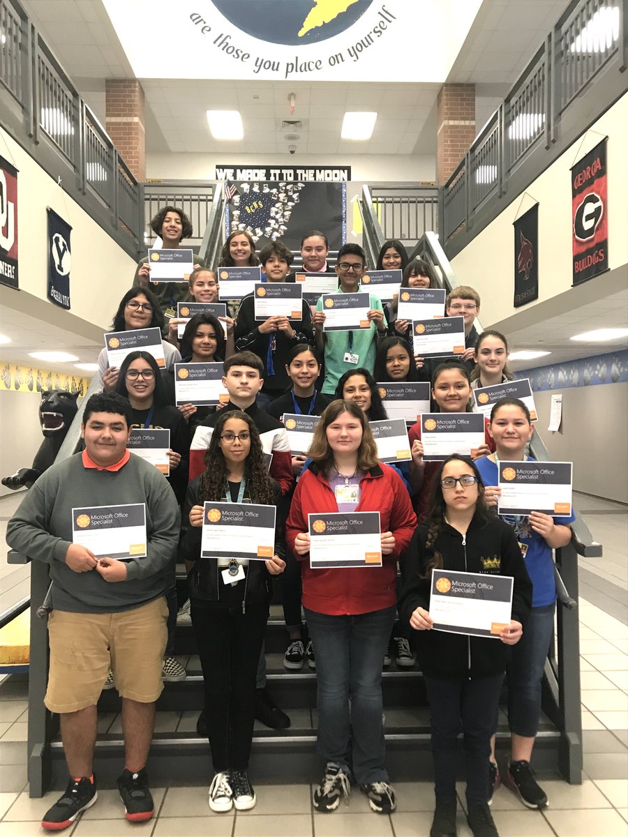BCISD's tweet photo. 50 BCHS Business Info Mgmt students recently earned their #MicrosoftOfficeSpecialist certification through the #CTE program at #BCHS. #CollegeandCareerReady #BelieveInBCISD #BuildingFutureWorkforce @PROWL_BCHS https://t.co/9zbjlsLKh5