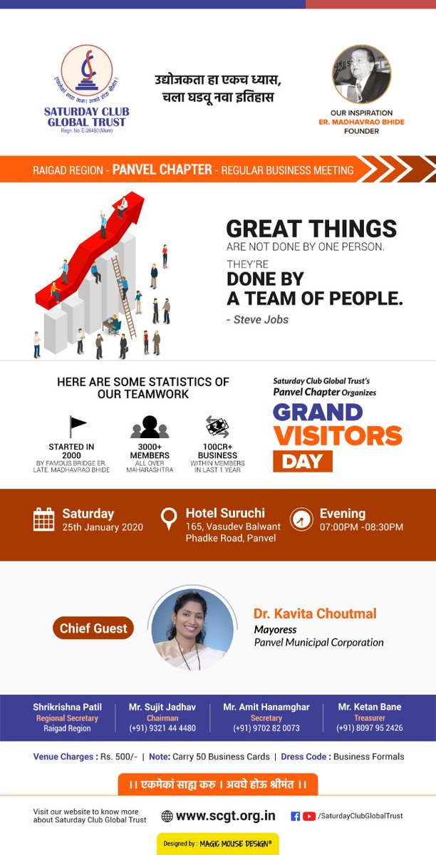 kokanwala's tweet photo. Grow your business ...
Be a part of energitic team of young entrepreneurs.
Saturday club Global Trust Panvel Chapter organizes visitor Day on 25th Jan 2020 at Suruchi Hotel from 6:30 pm onwards .
Please participate.
#busineess #startup #makeibindia
#economy #panvel #saturday https://t.co/Ap0BRoP6KI