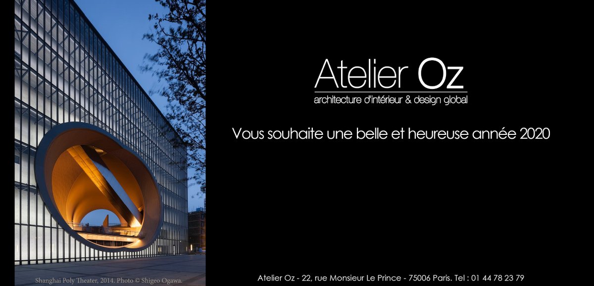 _AtelierOZ_'s tweet image. L’agence @_AtelierOZ_ vous souhaite ses meilleurs vœux pour cette nouvelle année 2020, avec le vœu de créer ensemble encore cette année des espaces où il fait bon de vivre.

#Architecture #DesignGlobal #AtelierOz