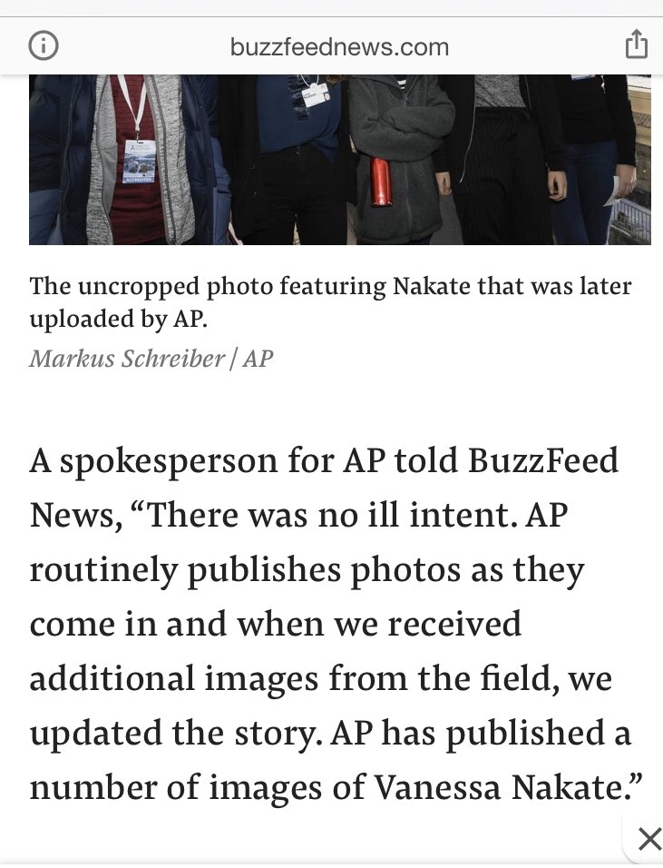 @vanessa_vash @GretaThunberg @AP “excuse” makes no sense. The image was in and someone cropped it. Would appreciate an honest reckoning from an AP editor or photo editor. Telling that AP used nameless spokesperson. Crop doesn’t seem to meet the standards of the @APStylebook entry on Images   #NewsValues