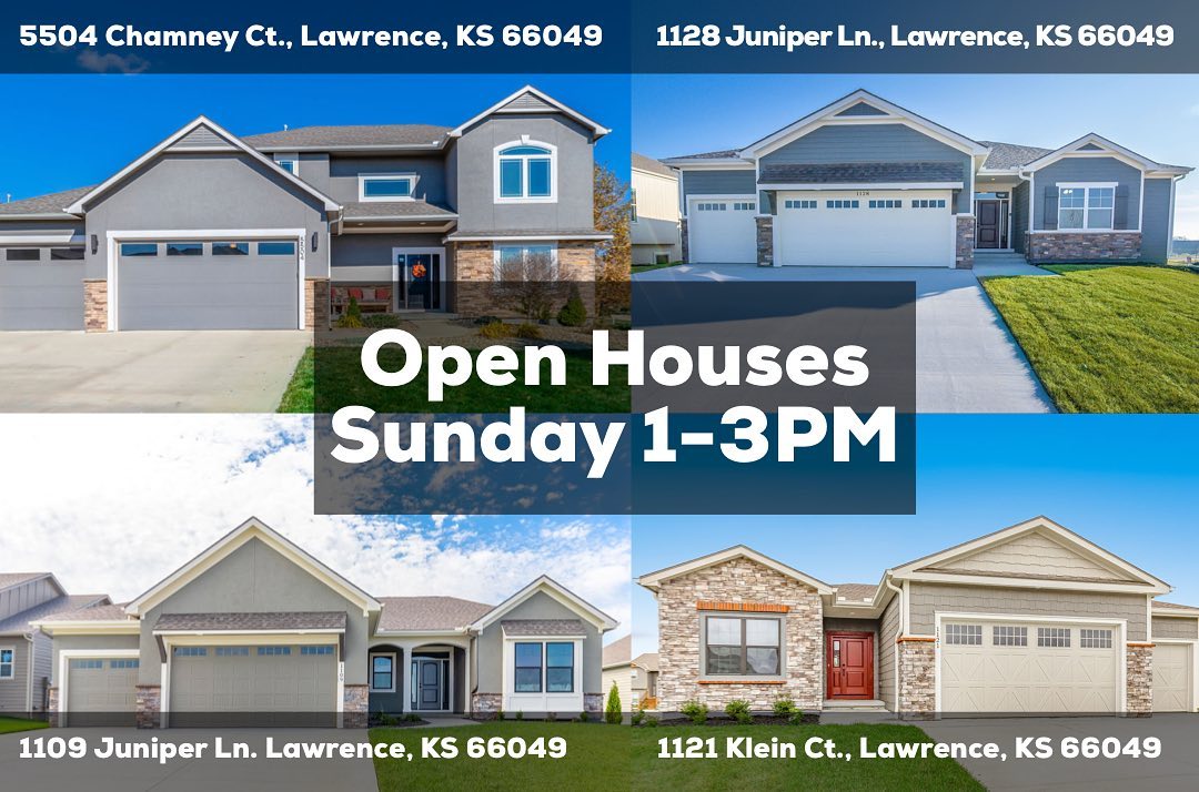 Stop by and tour these beautiful homes on Sunday from 1:00 to 3:00PM!

#LawrenceKS #ReeceNichols #OpenHouse
