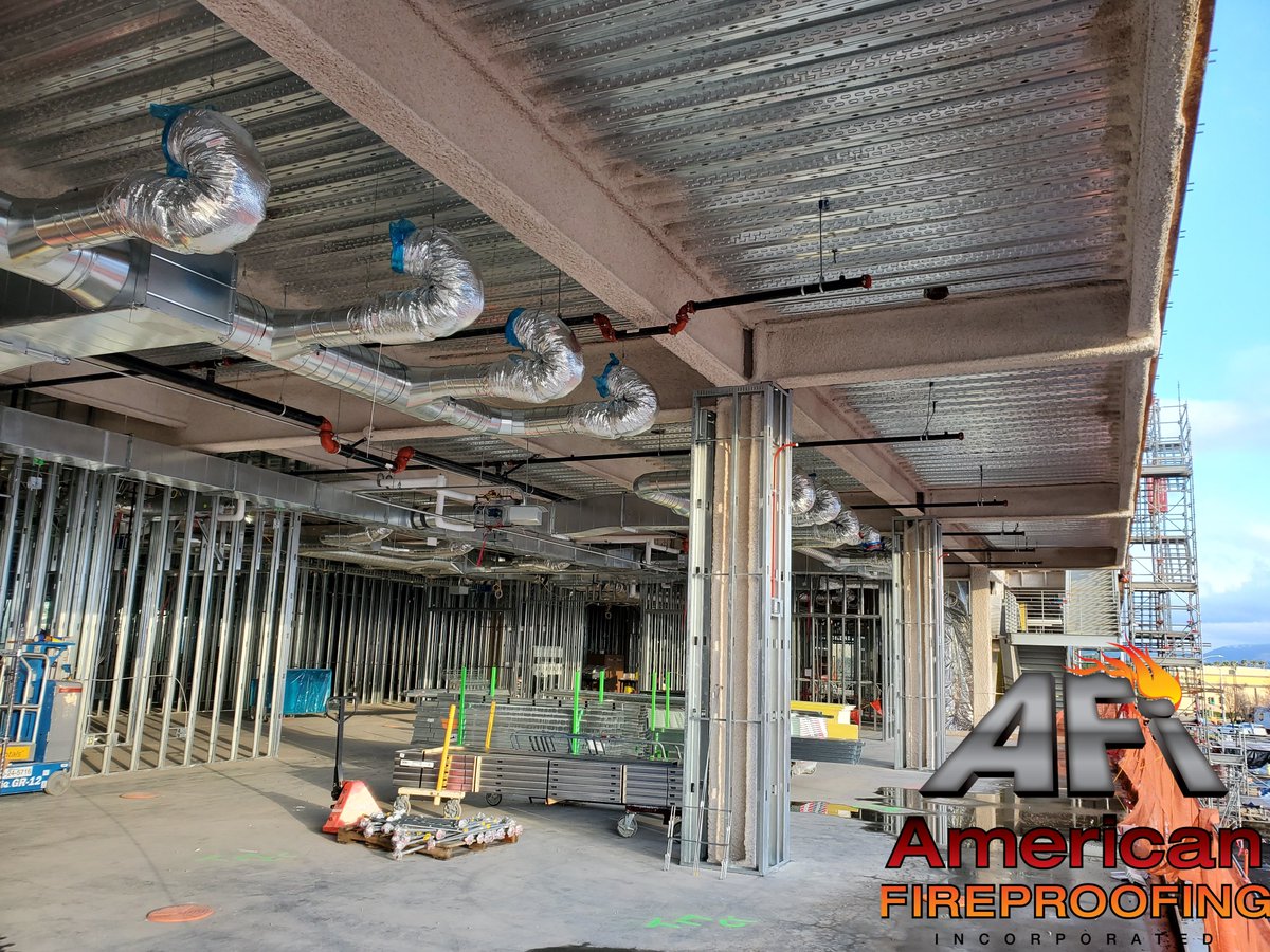 AFireproofing's tweet photo. 🔥Fireproof Friday🔥 Project update from our AFI team at our Zeiss Innovation Center Project in Dublin, #California partnered with the @turner_talk team. AFI is spraying @Isolatek International #CAFCO 300HS. #Isolatek #Fireproofing #fireproof #americanfireproofing #construction https://t.co/lQPEdKfG52