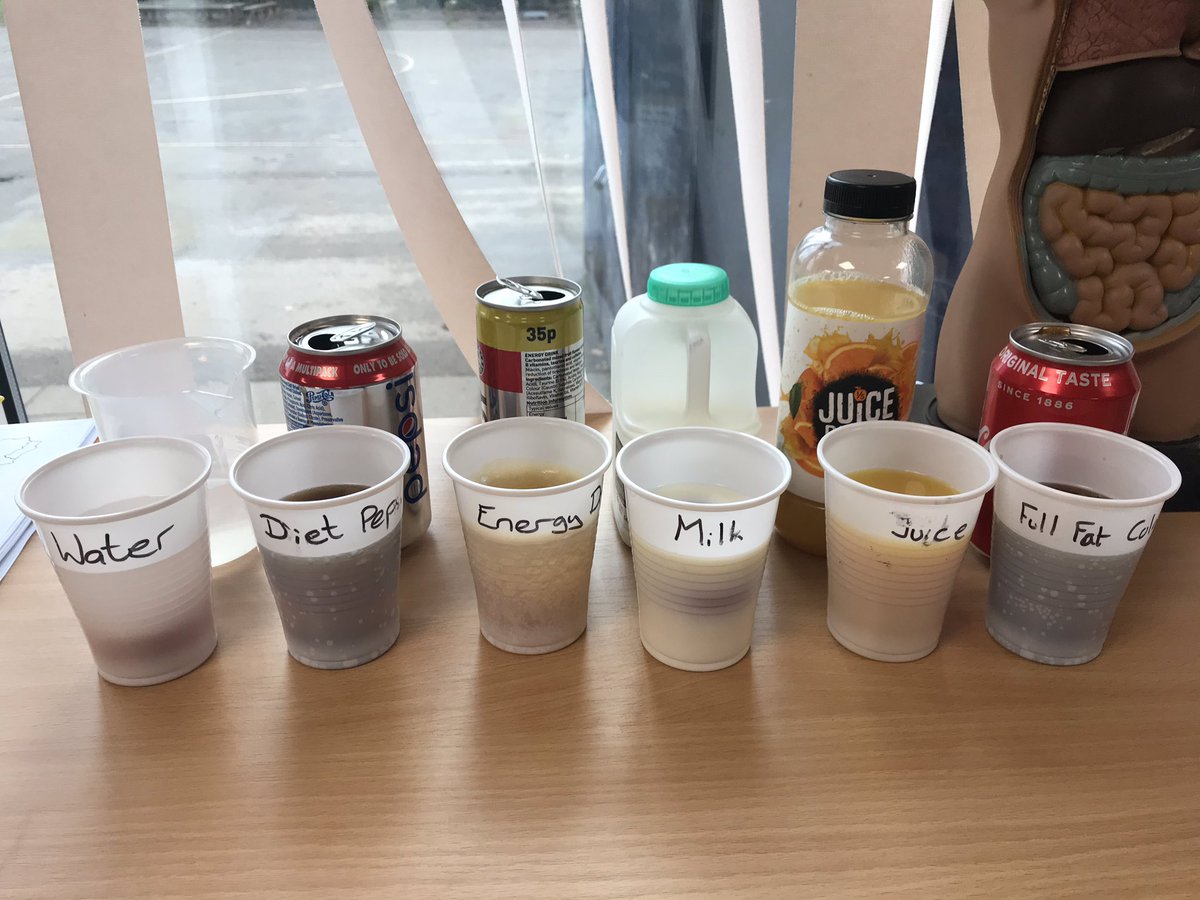 MrsKBusby1's tweet photo. Year 4 were shocked at the amount of sugar found within common drinks and have set up an observation over time to see the effect of drinks on an egg (simulating our teeth) @SIMMSPriScience @AlthorpeKeadby @STEMLearningUK https://t.co/2Rg3cjpq9t