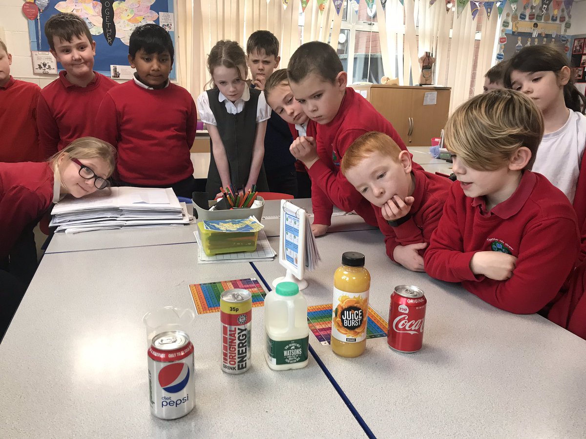 MrsKBusby1's tweet photo. Year 4 were shocked at the amount of sugar found within common drinks and have set up an observation over time to see the effect of drinks on an egg (simulating our teeth) @SIMMSPriScience @AlthorpeKeadby @STEMLearningUK https://t.co/2Rg3cjpq9t