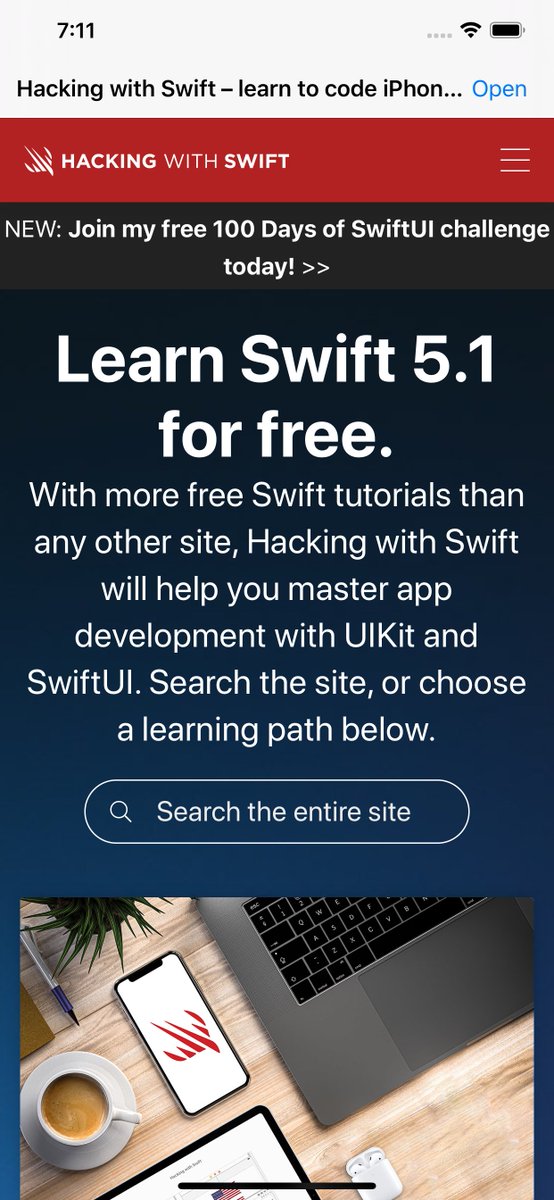  Completed day 24 of  #100DaysOfSwiftToday I started project 4 which uses WKWebView to display web pages.