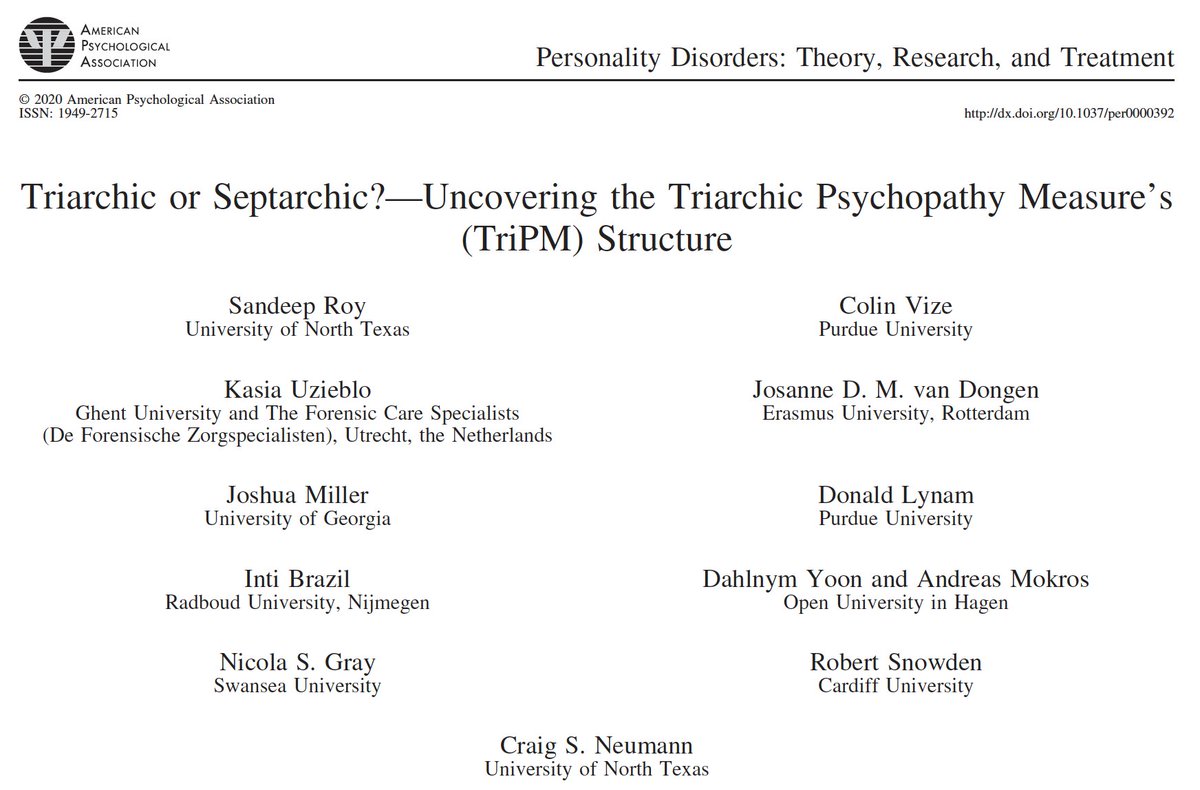 KUzieblo's tweet photo. Our article questioning the 3-factor structure of the Triarchic Psychopathy Measure is out! Triarchic or Septarchic? Let the data speak for themselves ...https://t.co/VKeXLBL5cs 🙏 to all co-authors! #psychopathy #assessment #TriPM https://t.co/NLC1ptcMoV