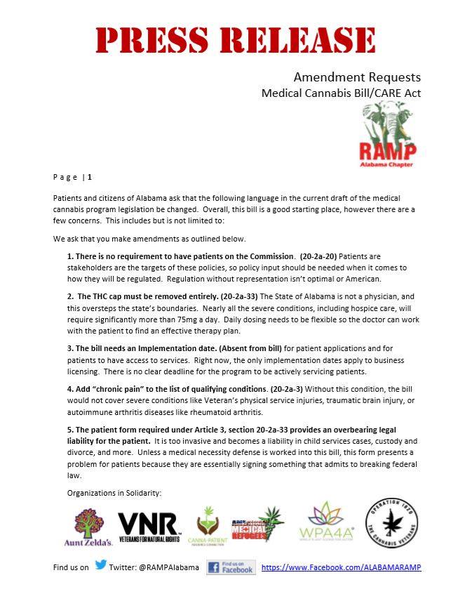 CannaMama22's tweet photo. Our #ARAMP press release. @bseritt @RampAlabama https://t.co/od2jHgMJLH
