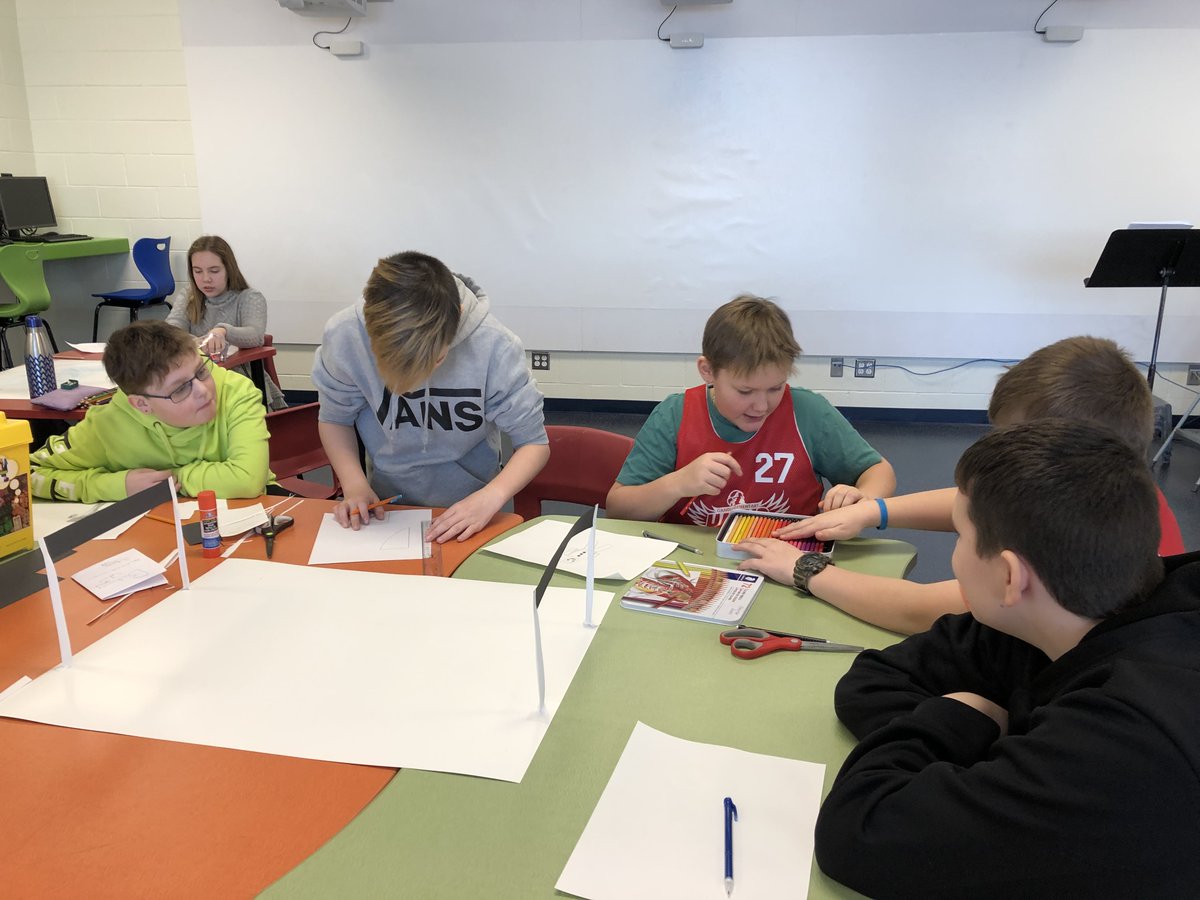GanderElem's tweet photo. 6 Walsh ICF - Building storyboards for Stop Motion videos starring "Bonhomme Carnaval."  Way to go HAWKS!! https://t.co/0y7AAMhd2K