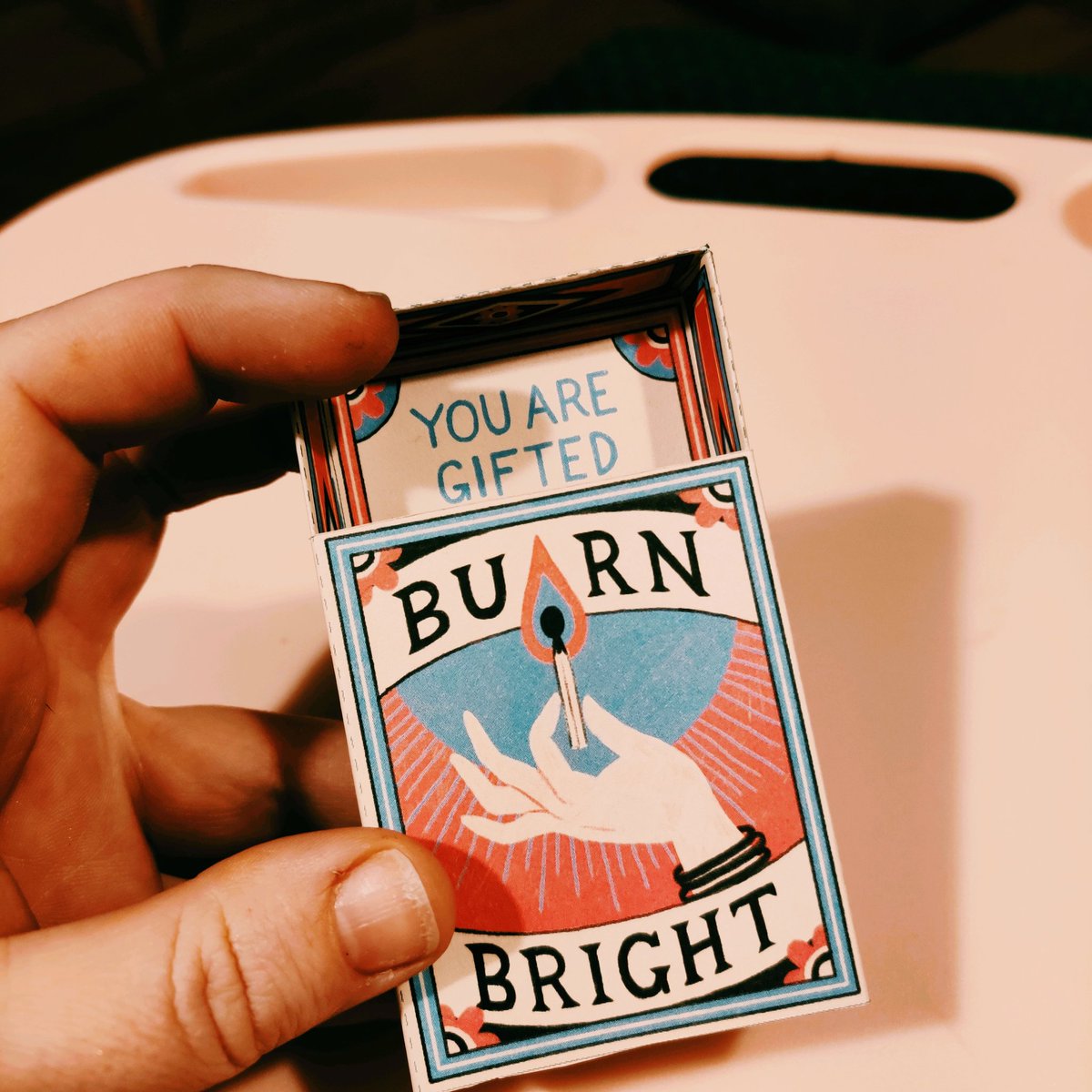 InnateOptimist's tweet image. Assembled three of these sweet matchbox shrines last night. They are cutouts from my @ProjectCalmMag that were kinda sorta magically on the nose for each recipient.

I kept this one for myself. 🔥💖