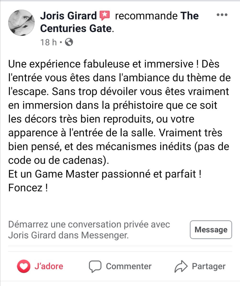CenturiesGate's tweet photo. Des retours qui font plaisir !
#escapegame
#PositiveVibes
#immersive https://t.co/h4skbHpDPS