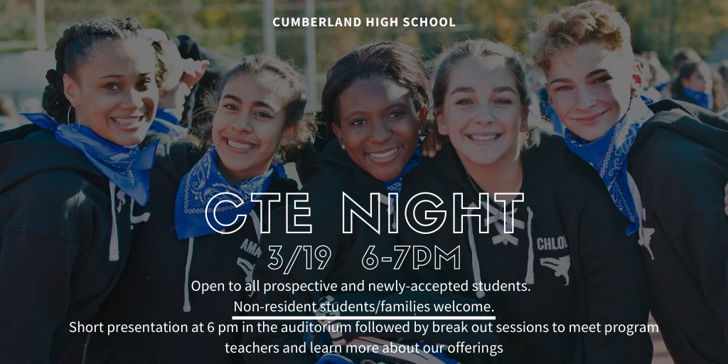 Save the date-CTE Night @gobluechs 3/19. Learn about our CTE Programs &Pathways opportunities! 
Open to all prospective & newly-accepted students.  
Out of district students/families welcome!
@ScienceAtCHS @gobluegeeksquad @LimaJosh @CHSMJN 
Follow us on facebook @ ctepathways