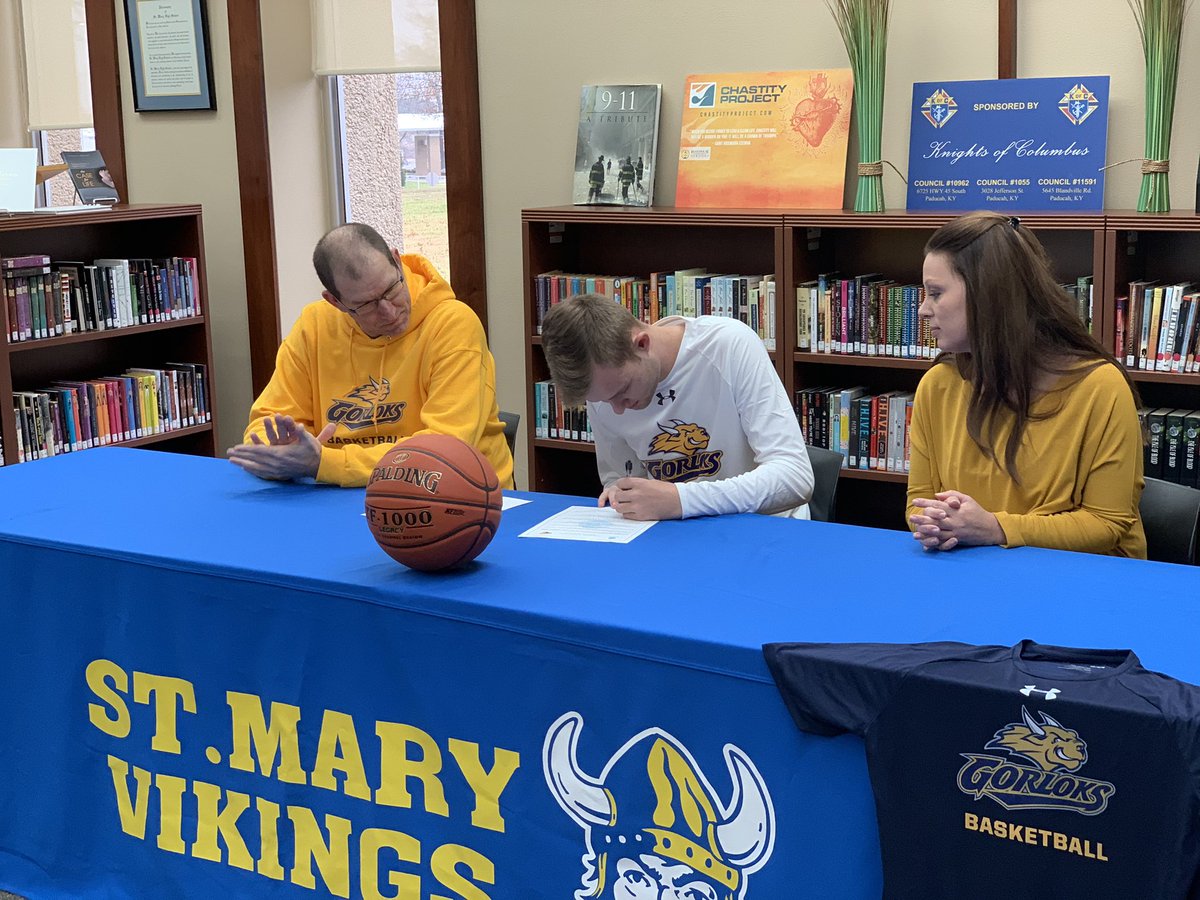 Here at St. Mary where Colin Doss is signing to play basketball at Webster University.