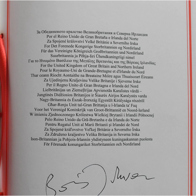 Nick Donnelly On Twitter A Historic Document Boris Johnson S Signature On His Brexit Agreement With The Eu The Uk Will Again Become An Independent Sovereign Nation On The 31st January 2020 Https T Co Zqxhhvutf2