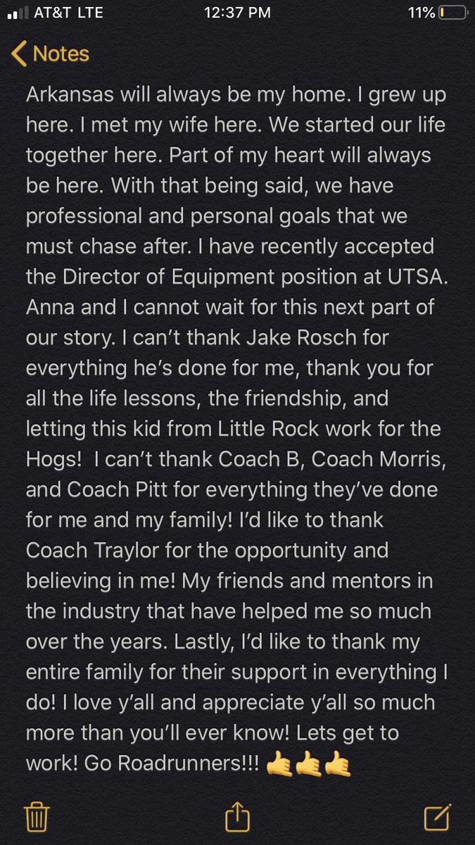 TylerJRenard's tweet photo. Life update! I’ve accepted the Director of Equipment position with @UTSAEquipment. Anna and I can’t wait to get to San Antonio! Wooo Pig forever! Lets get to work! #BirdsUp 🤙🤙 https://t.co/uJVCswBbna