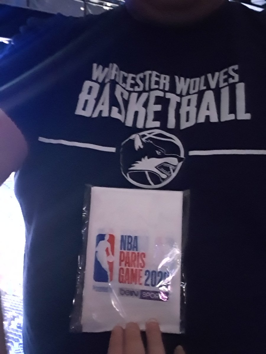 heyeseatiger's tweet photo. @BBLWolves At the NBA Paris 2020 game with the wife in our Wolves t-shirts. #Wolfpack #NBA #Paris https://t.co/k8LRzChIqp