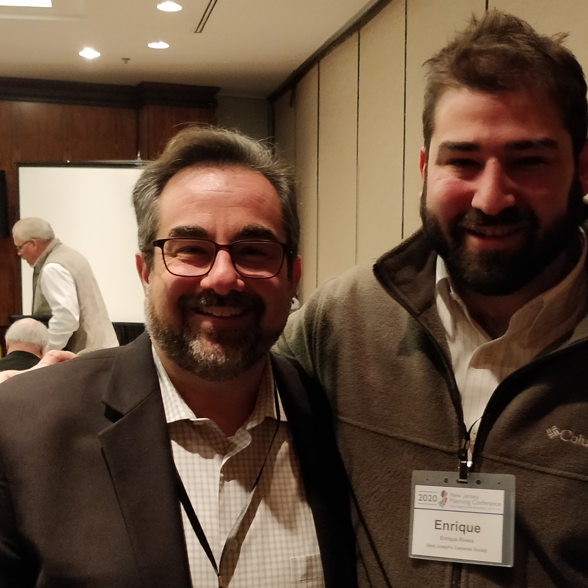 TemplePlanning's tweet photo. Planning and Community Development Program Head Jeffrey Doshna with some of our #tuplanning alumni at the New Jersey Planning Conference #njpc20 Stop by our @TylerSchool table https://t.co/RgRk81vnyc