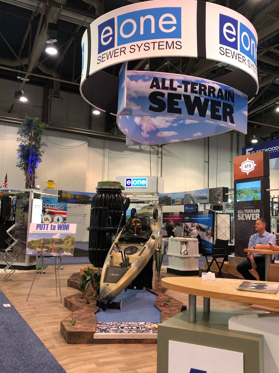 EnvironmentOne's tweet photo. What a week at #IBS2020- so many great conversations about ALL-TERRAIN SEWER from E/One and how it can help out so many builders/ developers &amp; of course, we had some hole-in-ones to win this awesome Hobie Kayak! We look forward to seeing you next year in Orlando! #eone https://t.co/A4gQLP33hA