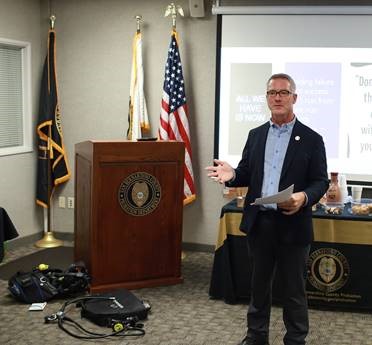 SBCprobation's tweet photo. #SBCProbation employees gathered to celebrate graduates who successfully completed the Department's Mentoring Program. Division Director II Eric Raley presented an inspirational speech to close out the 2019-2020 program. Congratulations to all that participated! #SBCPDC https://t.co/NFkhTYTinV